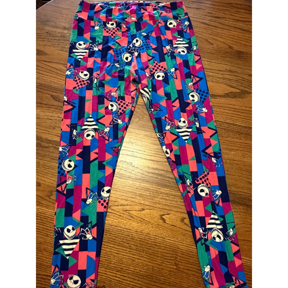 LuLaRoe Disney Nightmare Before Christmas Jack Skellington Leggings OS Geometric